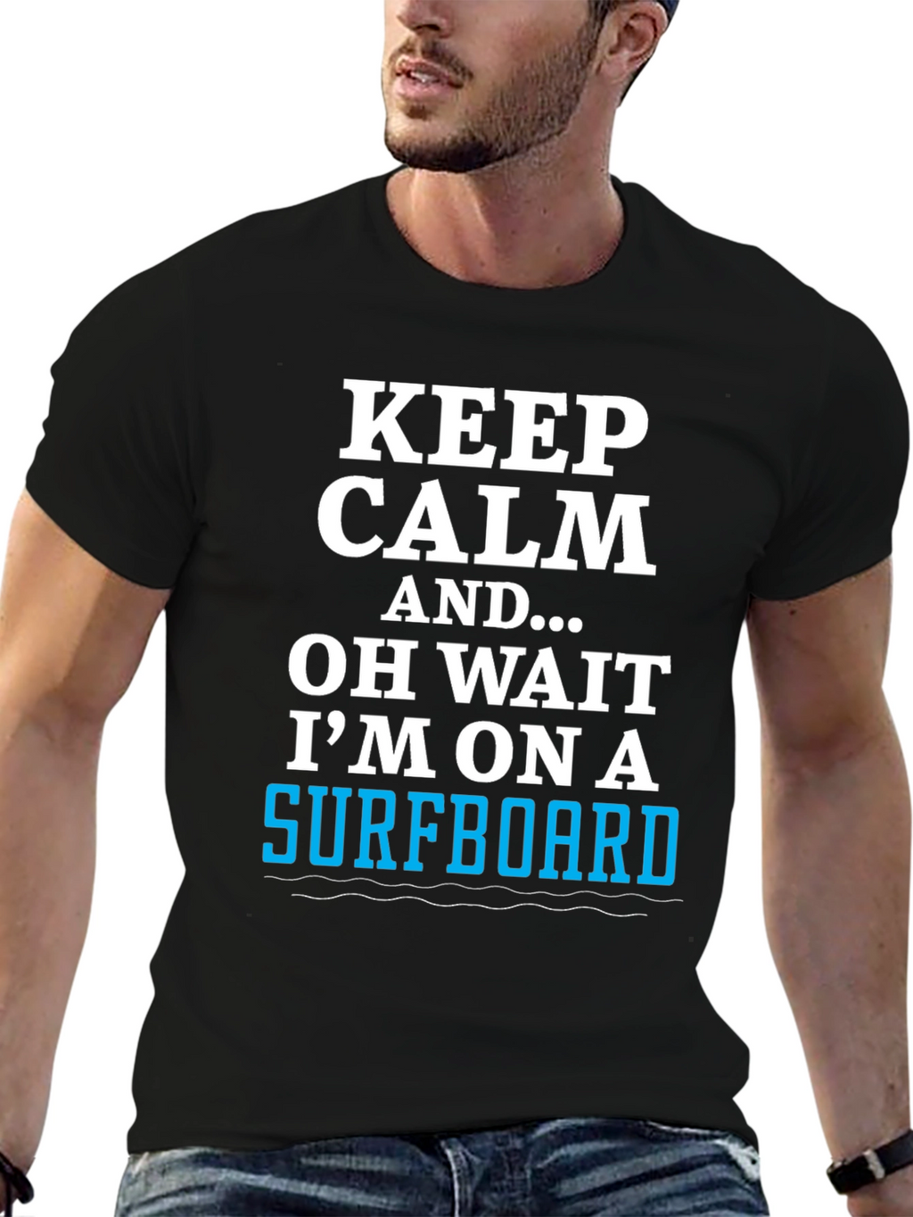 Keep Calm Surfboard Tee - Mens Black Graphic T-Shirt