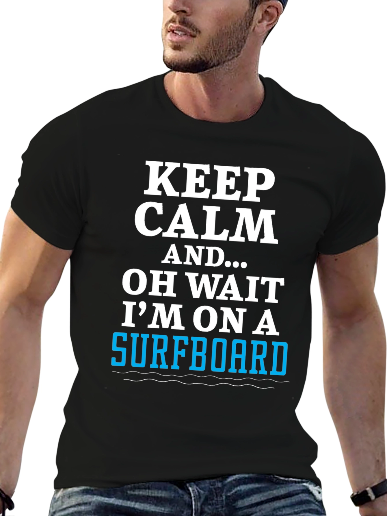 Keep Calm Surfboard Tee - Mens Black Graphic T-Shirt