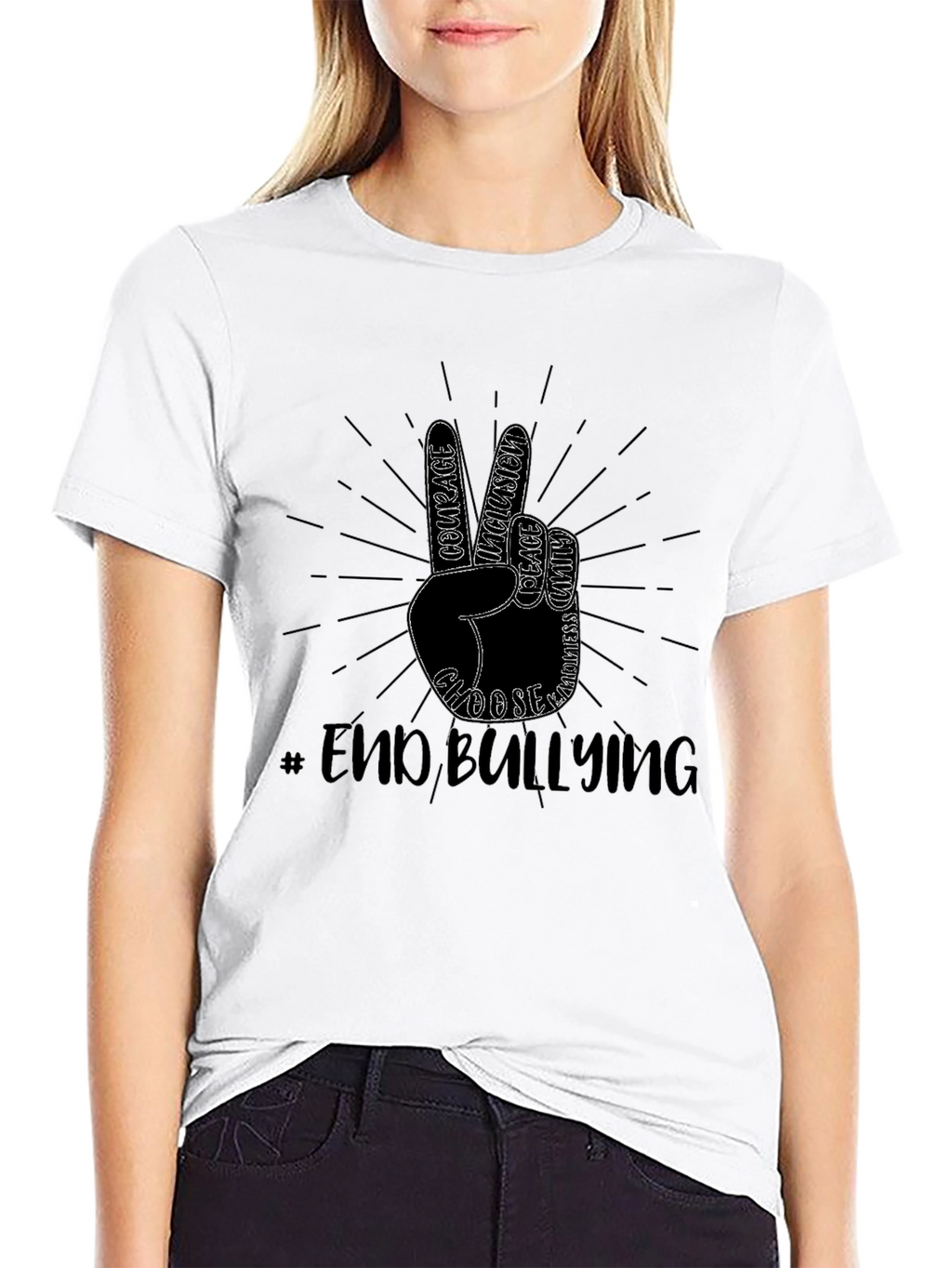 End Bullying T-Shirt Peace Sign Kindness Tee
