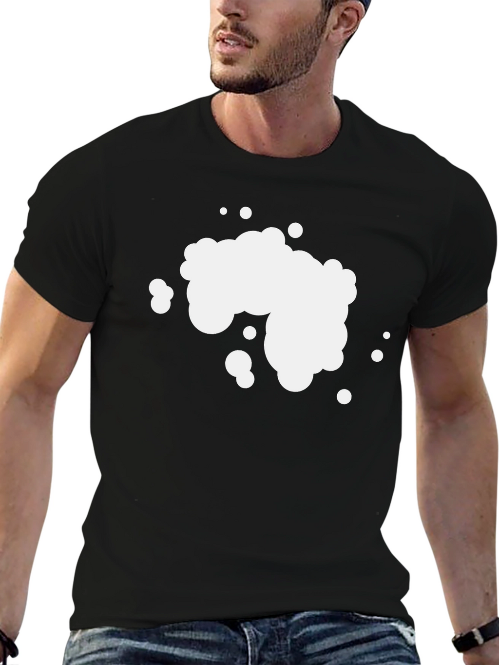 Mens Black Graphic T-Shirt - Abstract Bubble Design