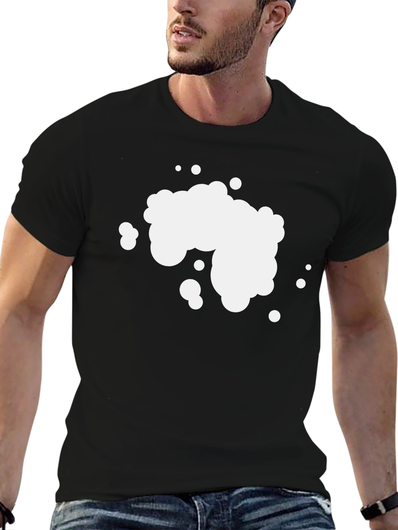 Mens Black Graphic T-Shirt - Abstract Bubble Design