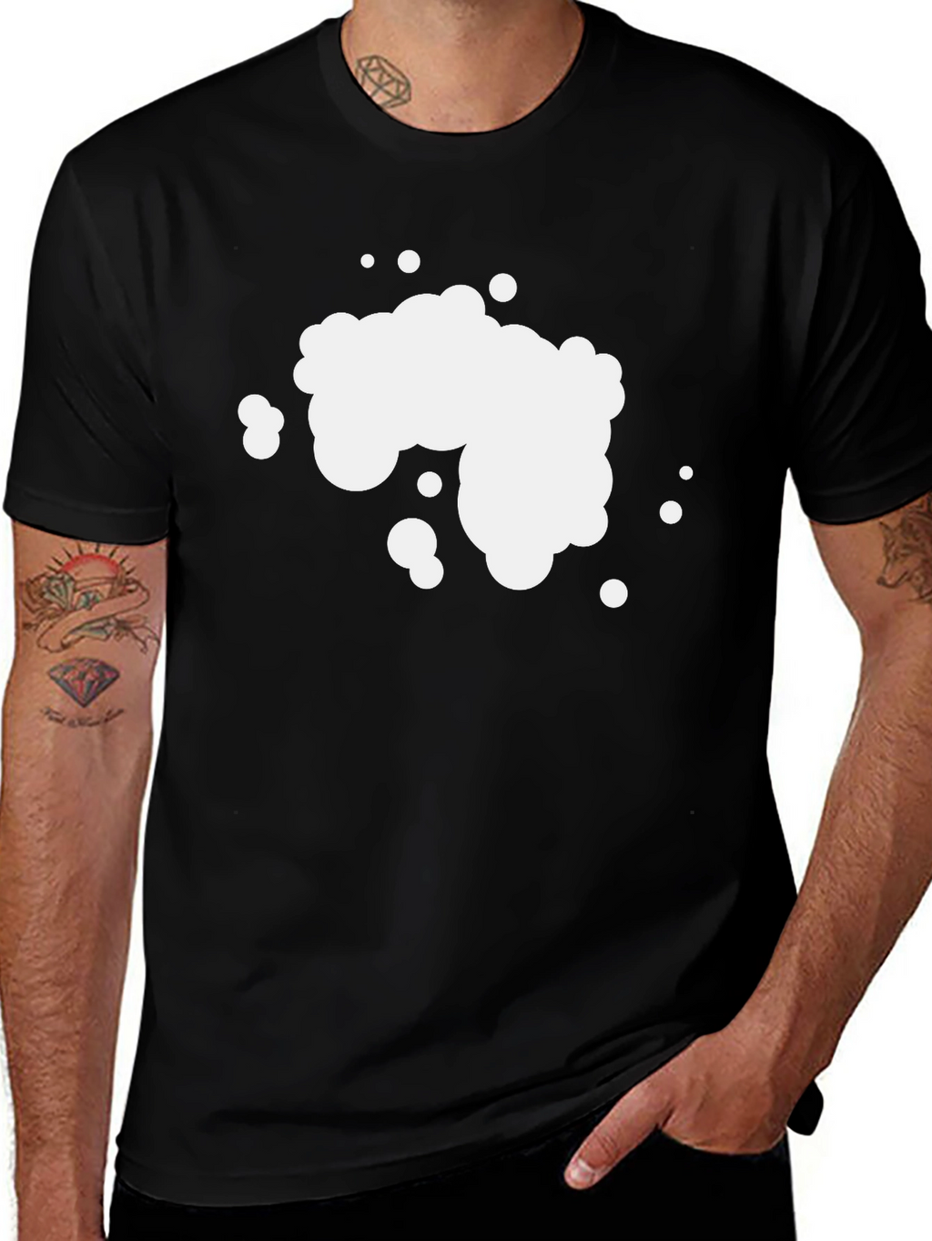 Mens Black Graphic T-Shirt - Abstract Bubble Design