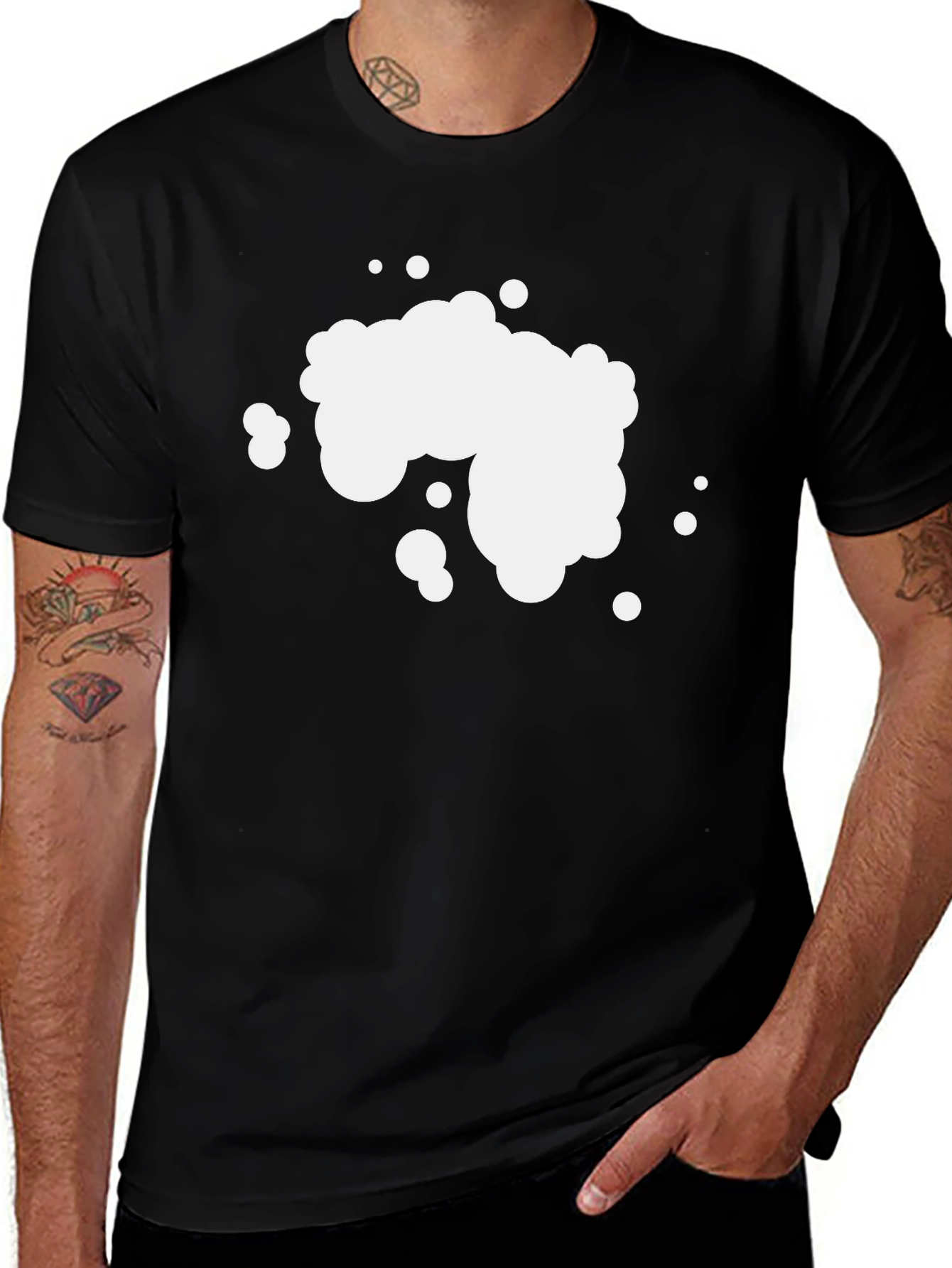 Mens Black Graphic T-Shirt - Abstract Bubble Design