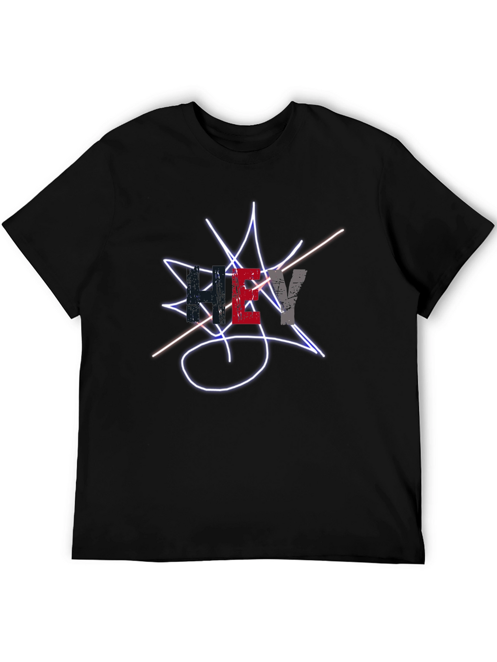 Mens Black Graphic Tee - Street Style Design