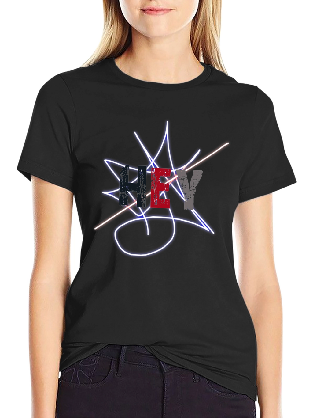 Mens Black Graphic Tee - Street Style Design