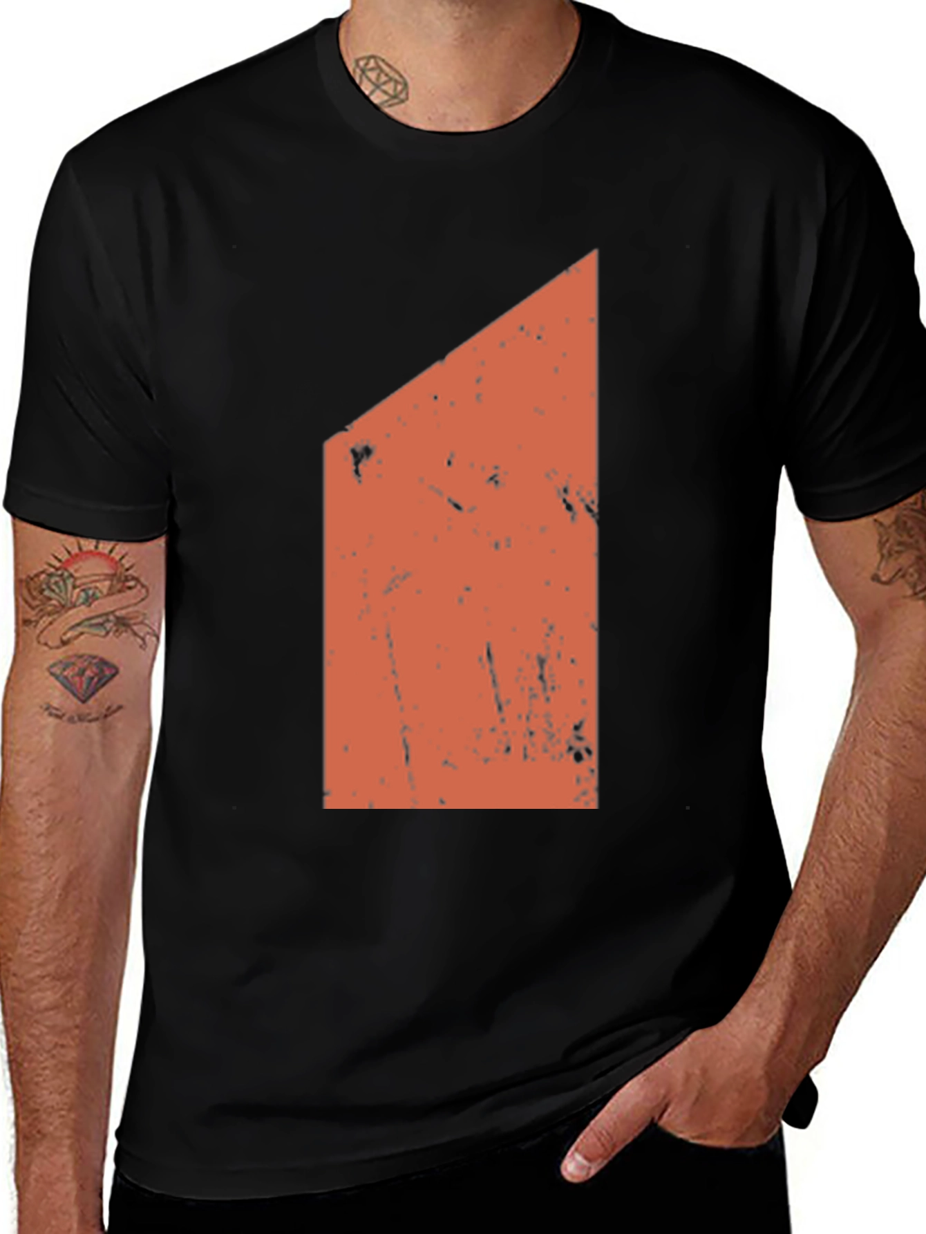 Geometric Graphic Print Black T-Shirt