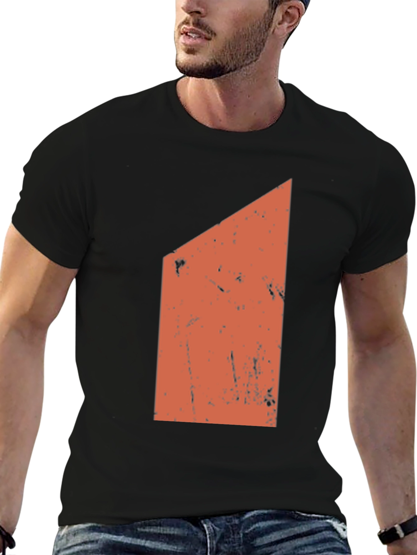 Geometric Graphic Print Black T-Shirt