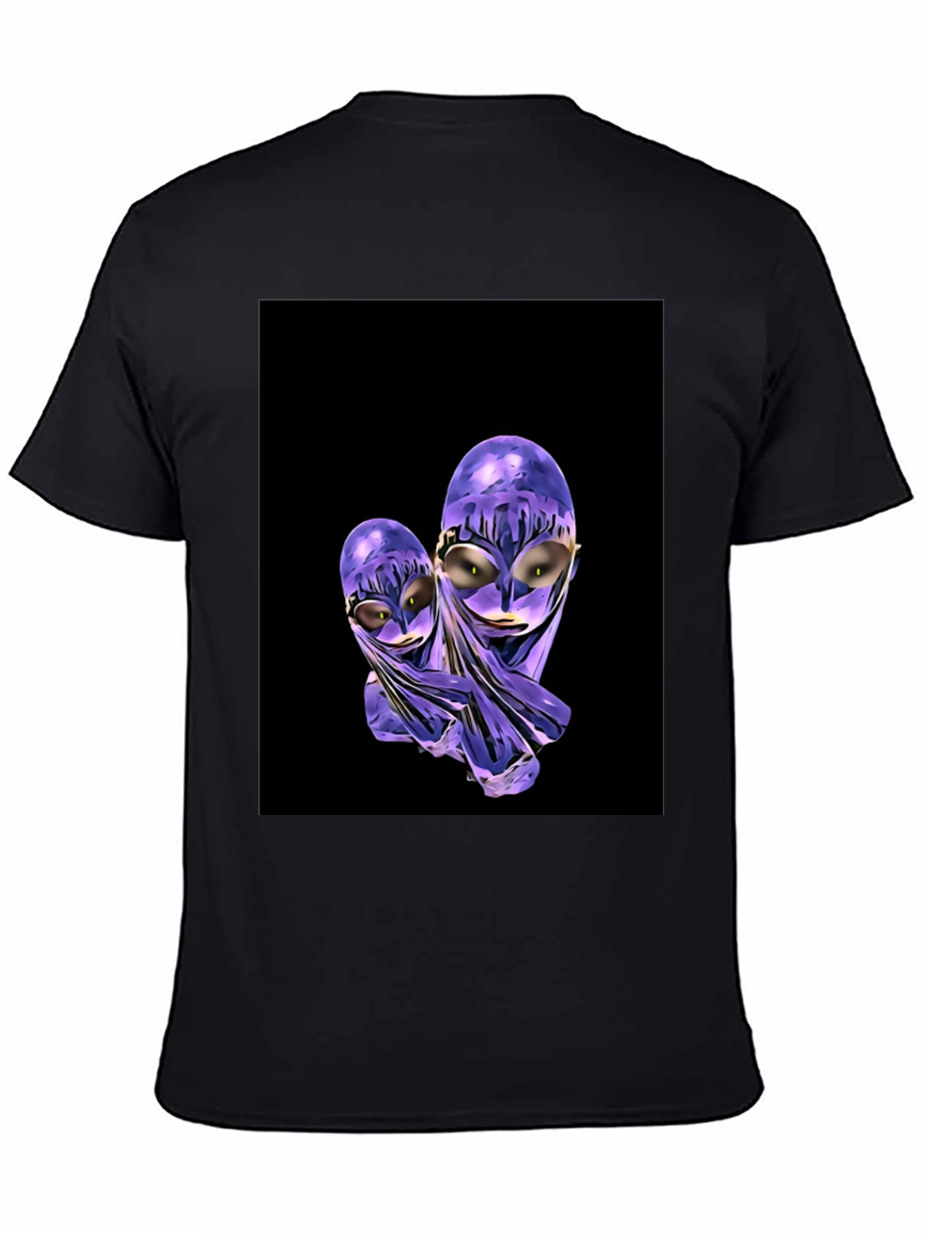 Abstract Alien Graphic Black T-Shirt