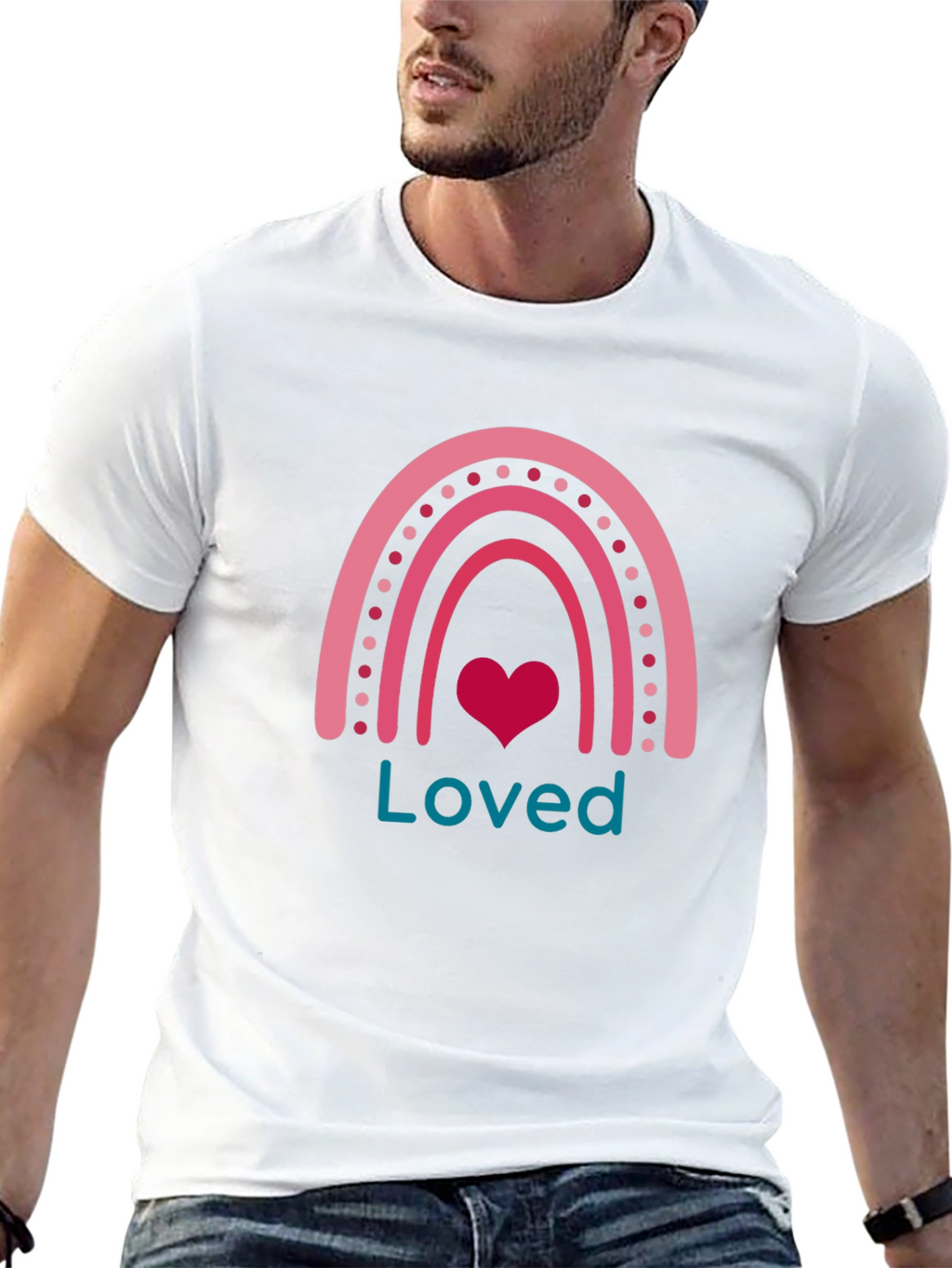 Loved Rainbow Heart Graphic T-Shirt