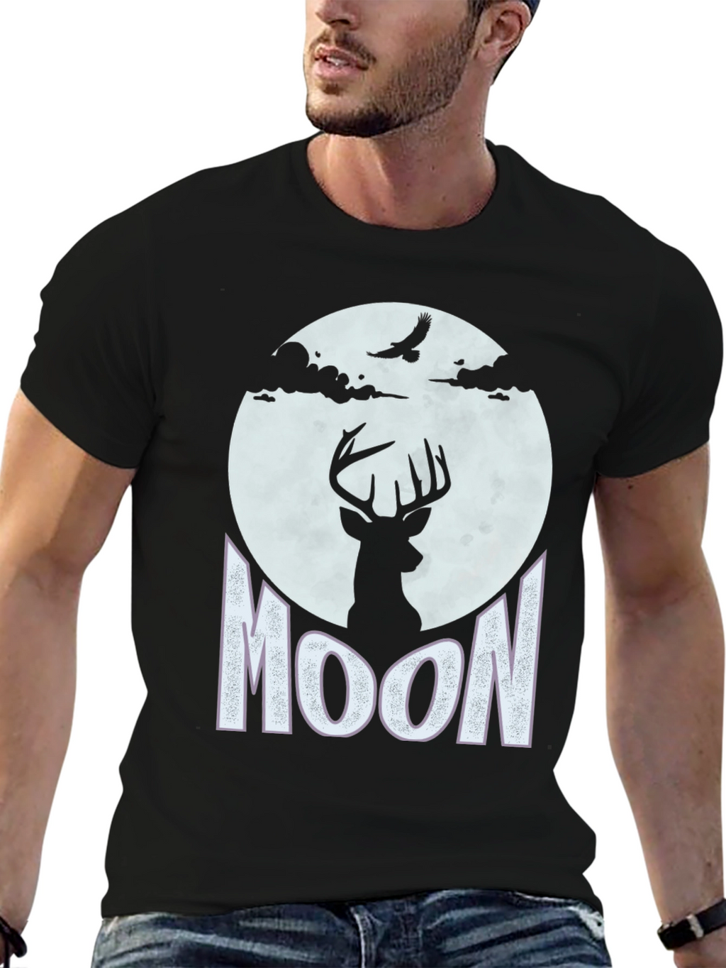 Deer Moon Graphic Tee - Nature Inspired T-Shirt