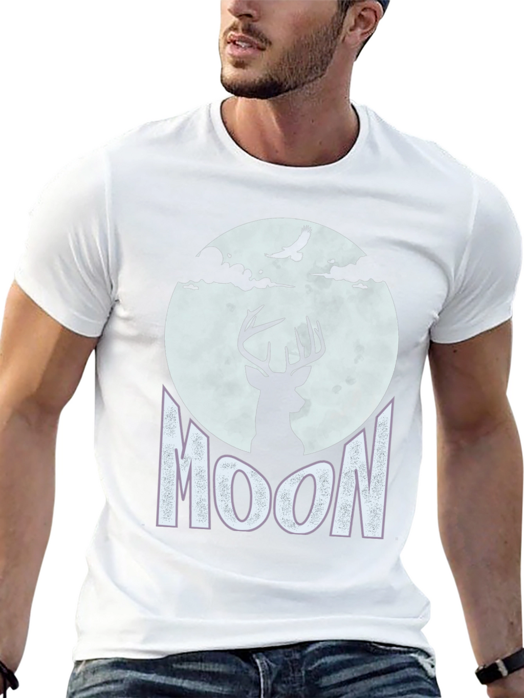 Deer Moon Graphic Tee - Nature Inspired T-Shirt