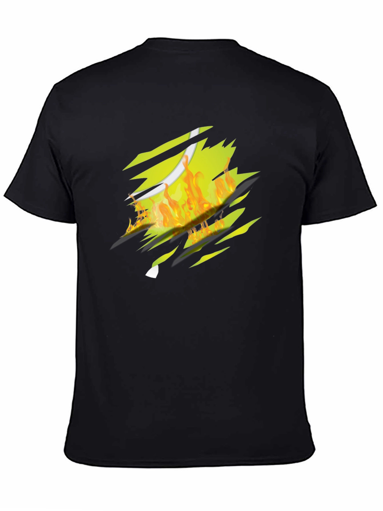 Fiery Tennis Ball Ripped T-Shirt