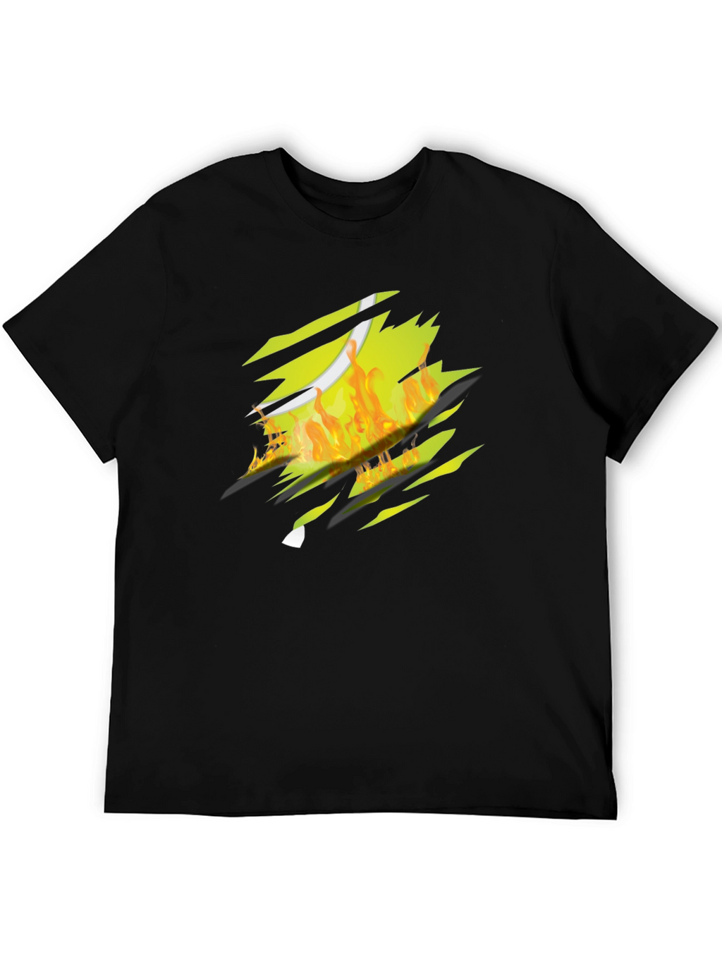 Fiery Tennis Ball Ripped T-Shirt