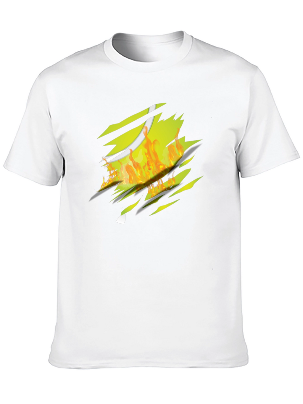 Fiery Tennis Ball Ripped T-Shirt