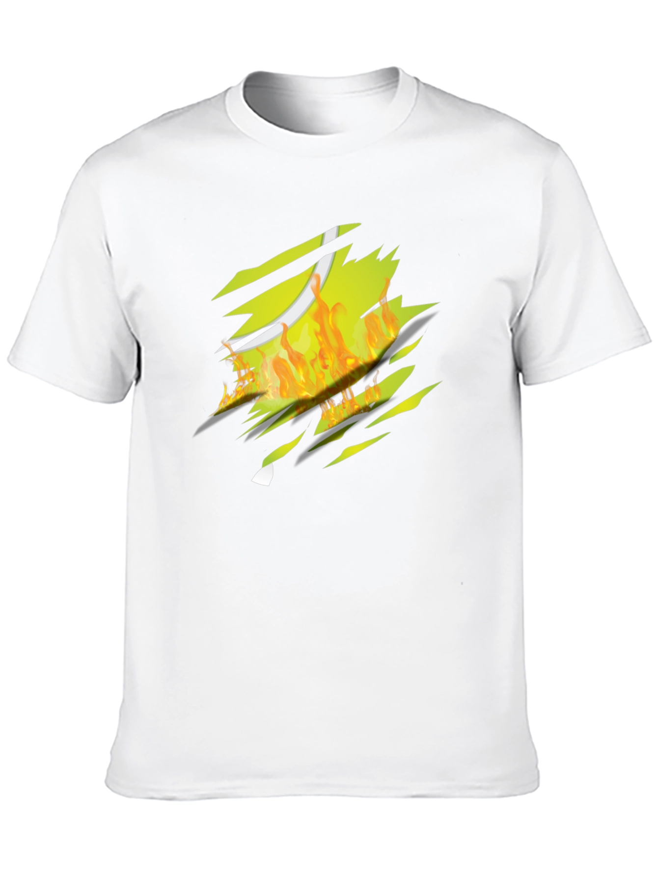 Fiery Tennis Ball Ripped T-Shirt