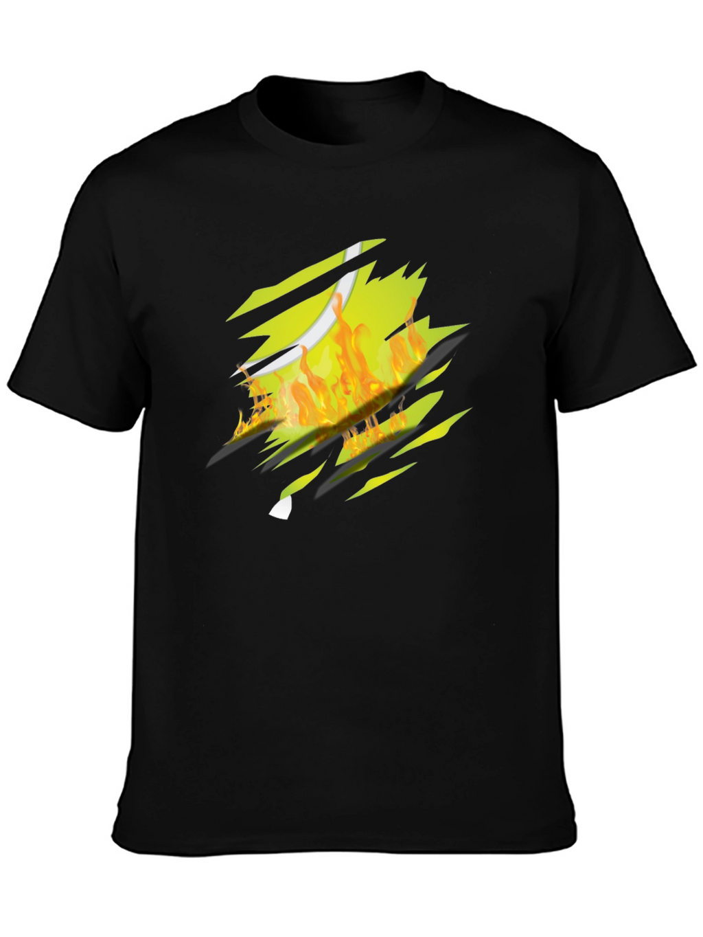 Fiery Tennis Ball Ripped T-Shirt