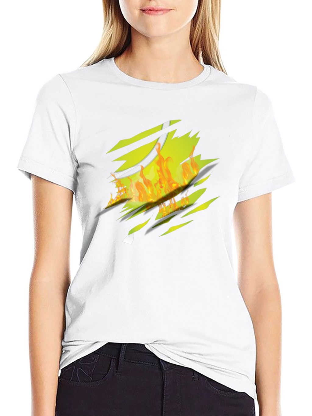 Fiery Tennis Ball Ripped T-Shirt