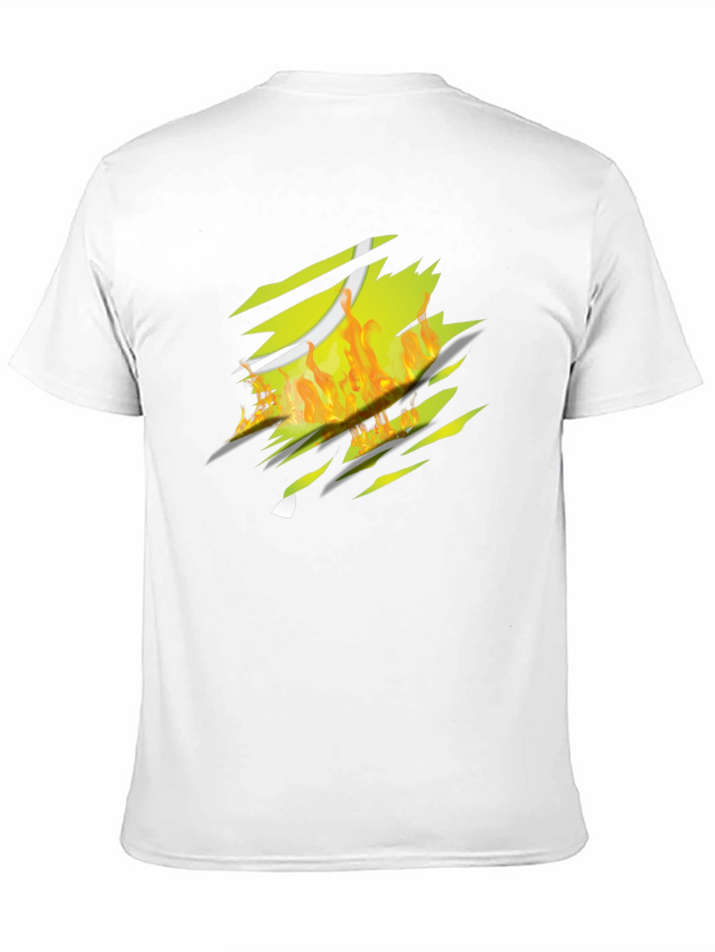 Fiery Tennis Ball Ripped T-Shirt