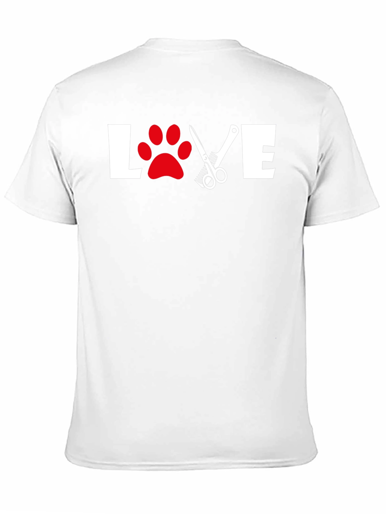 Love Grooming T-Shirt: Paw Print & Scissor Design