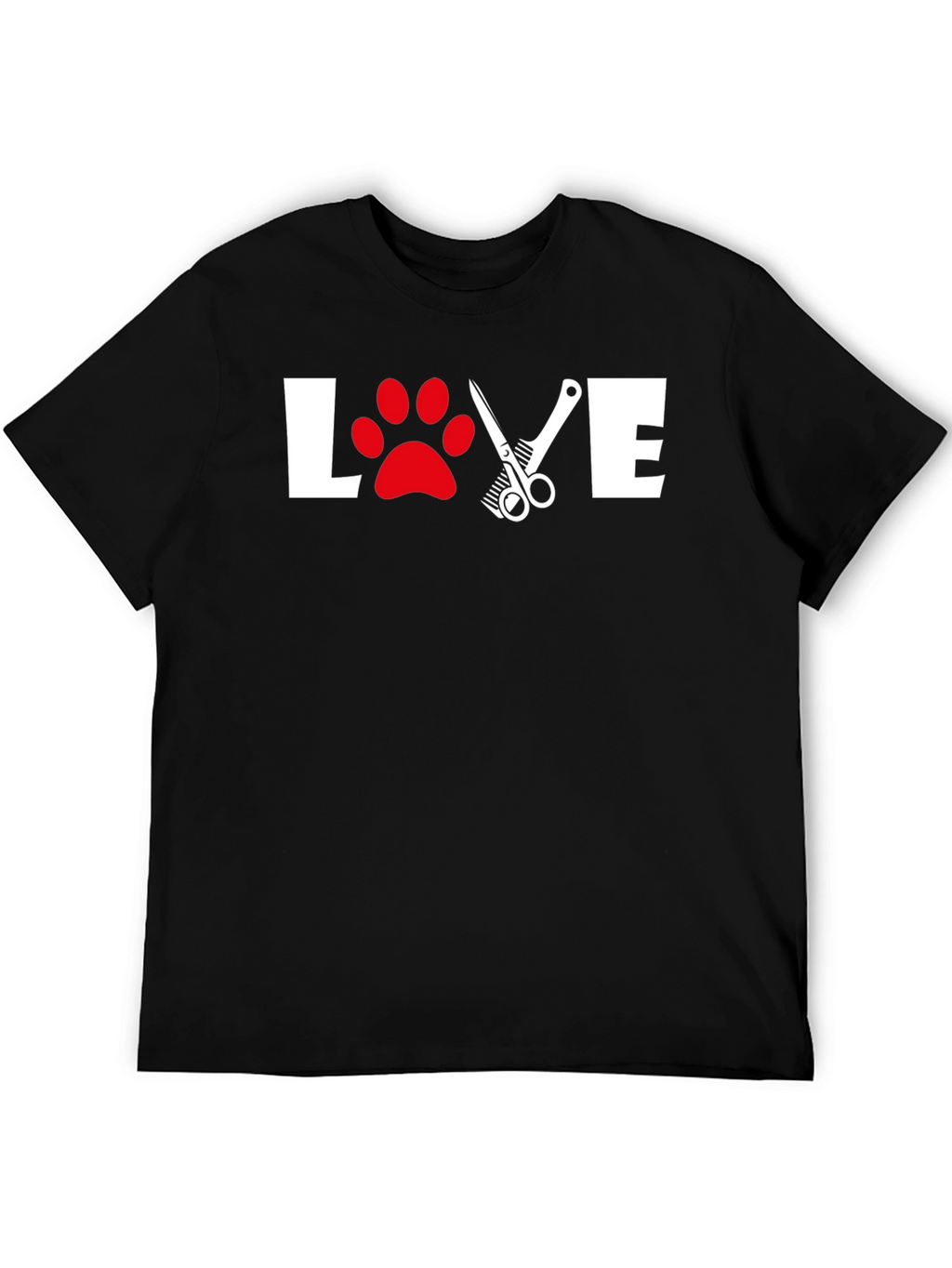 Love Grooming T-Shirt: Paw Print & Scissor Design