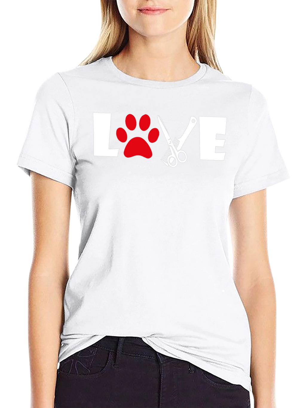 Love Grooming T-Shirt: Paw Print & Scissor Design
