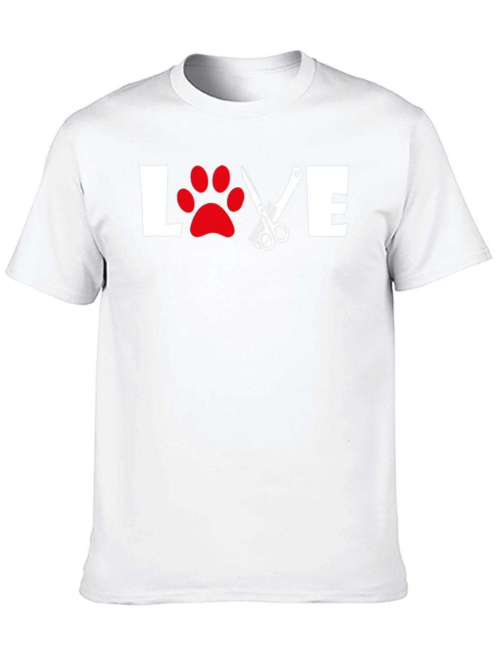 Love Grooming T-Shirt: Paw Print & Scissor Design