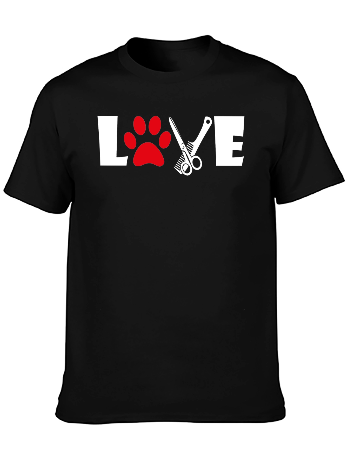 Love Grooming T-Shirt: Paw Print & Scissor Design
