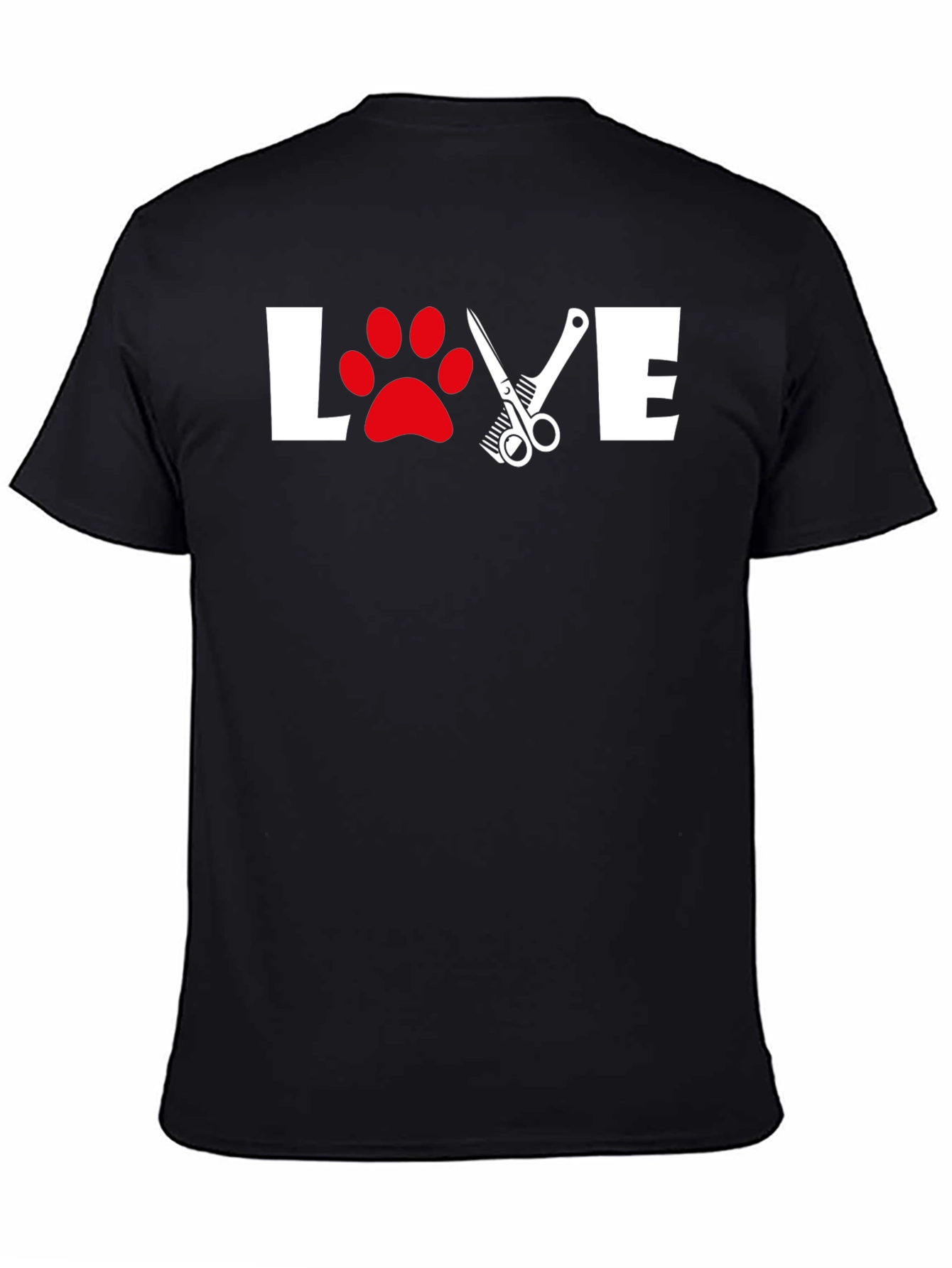 Love Grooming T-Shirt: Paw Print & Scissor Design
