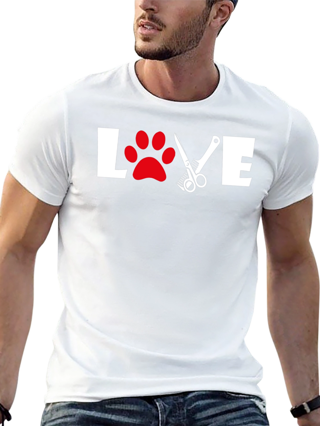 Love Grooming T-Shirt: Paw Print & Scissor Design