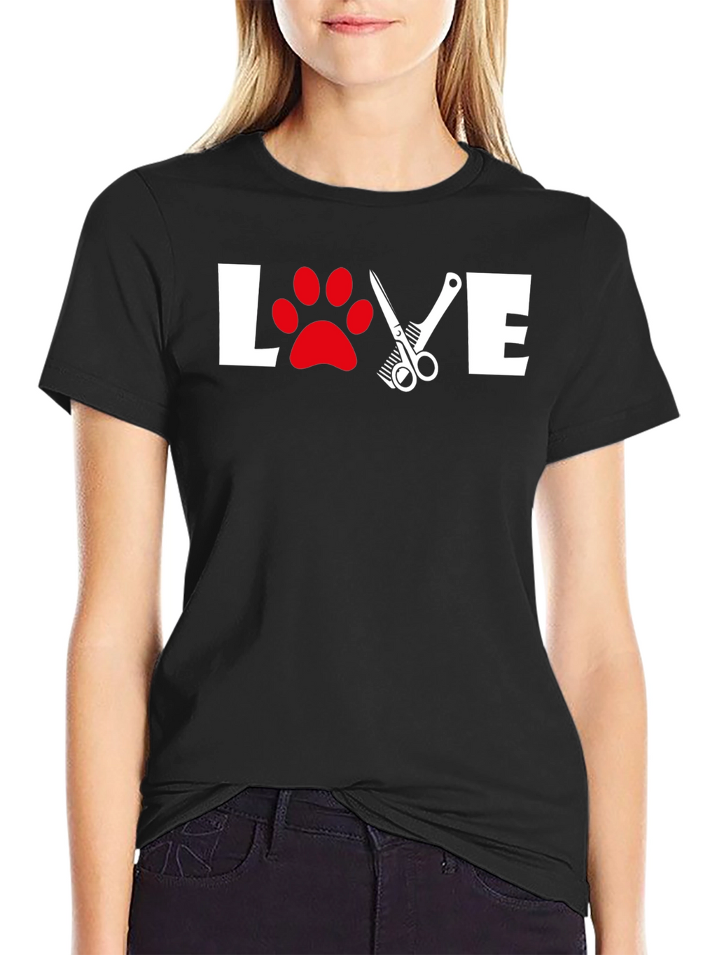 Love Grooming T-Shirt: Paw Print & Scissor Design