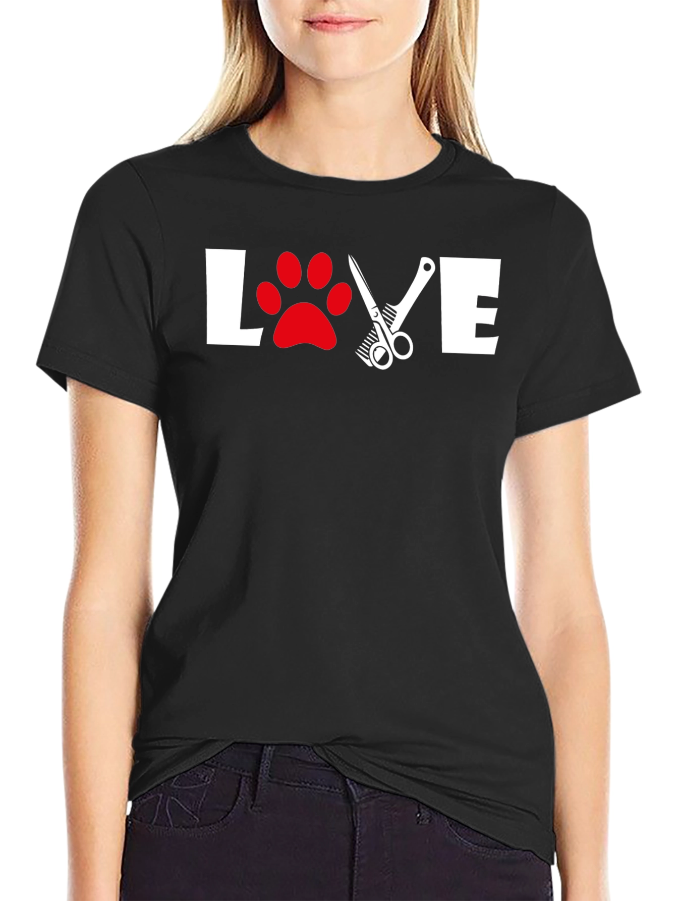 Love Grooming T-Shirt: Paw Print & Scissor Design