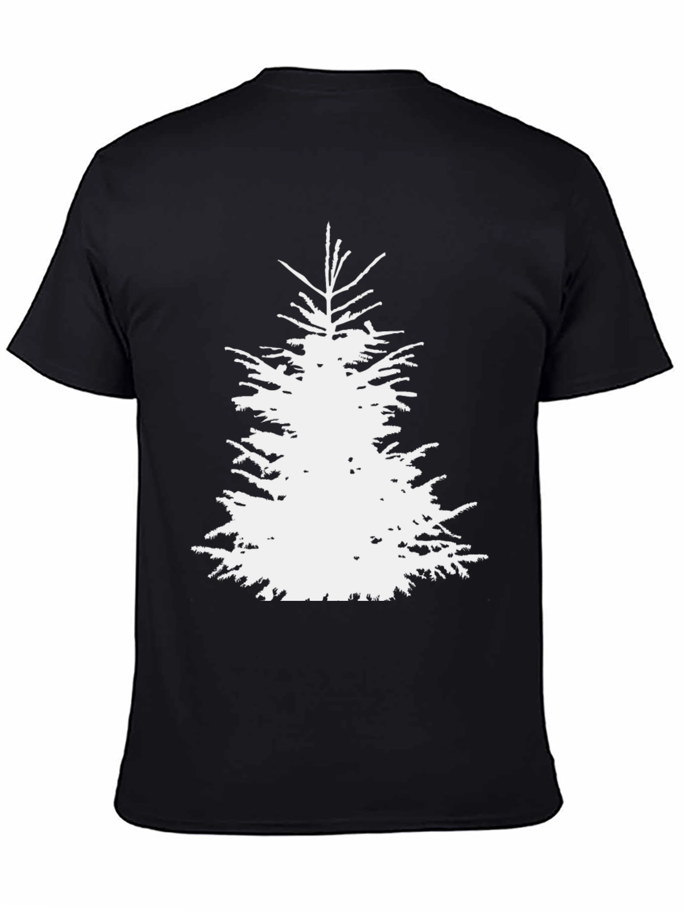 Christmas Tree Graphic Tee - Black Cotton T-Shirt