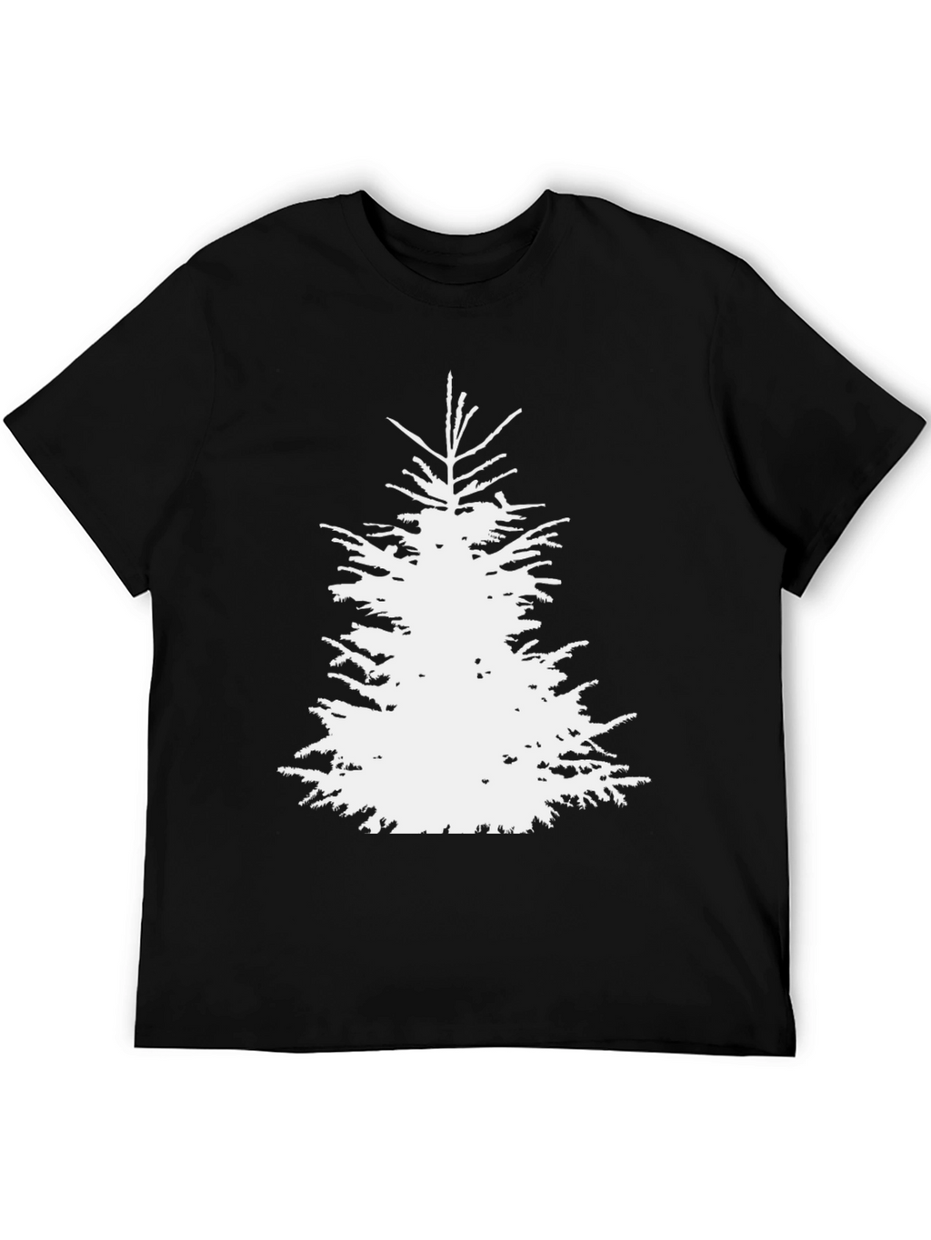 Christmas Tree Graphic Tee - Black Cotton T-Shirt