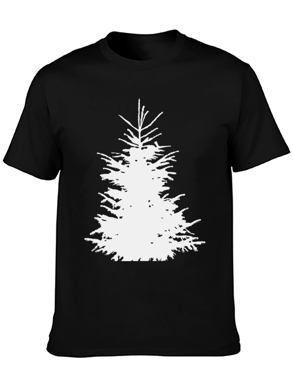 Christmas Tree Graphic Tee - Black Cotton T-Shirt