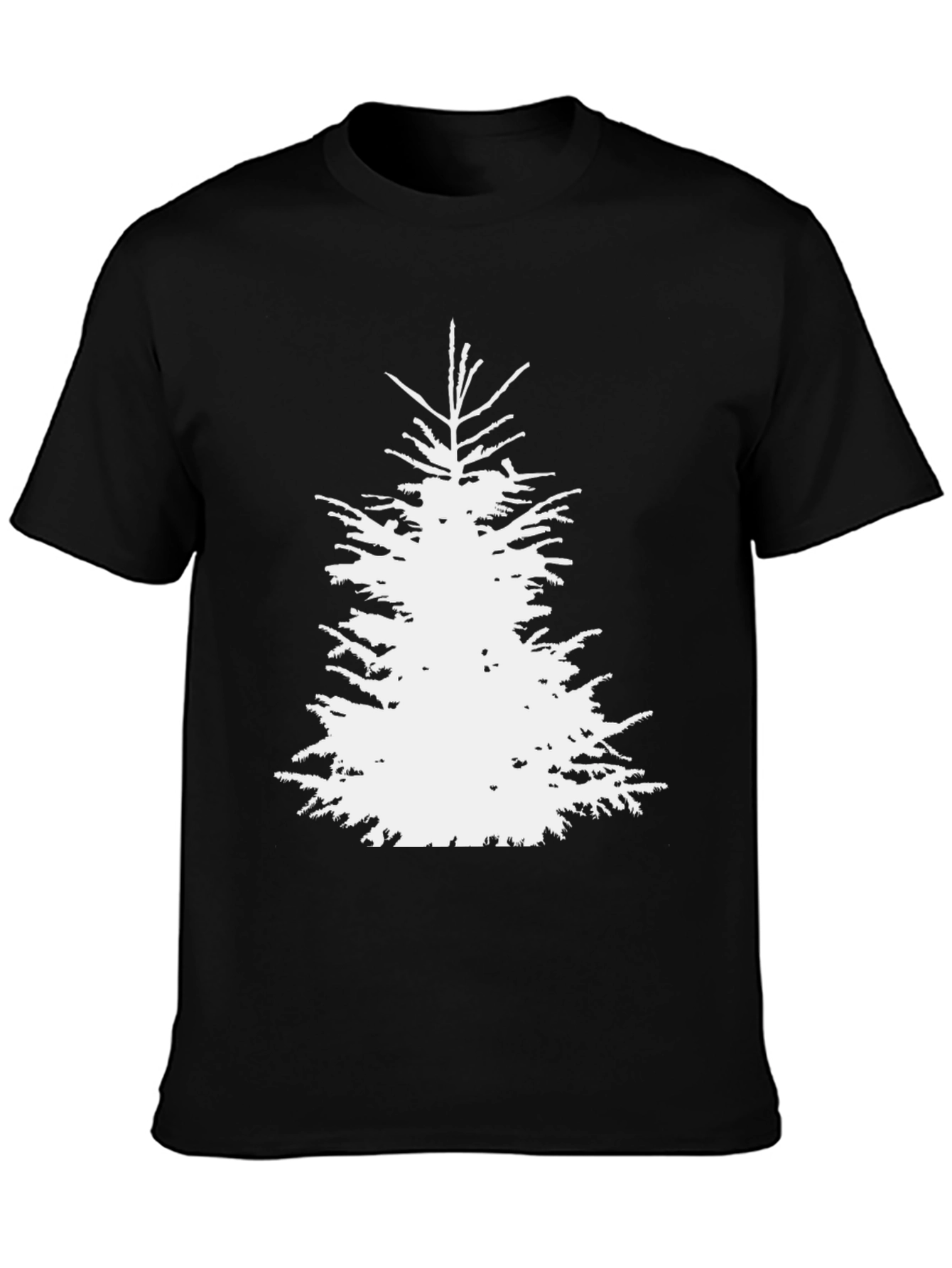 Christmas Tree Graphic Tee - Black Cotton T-Shirt