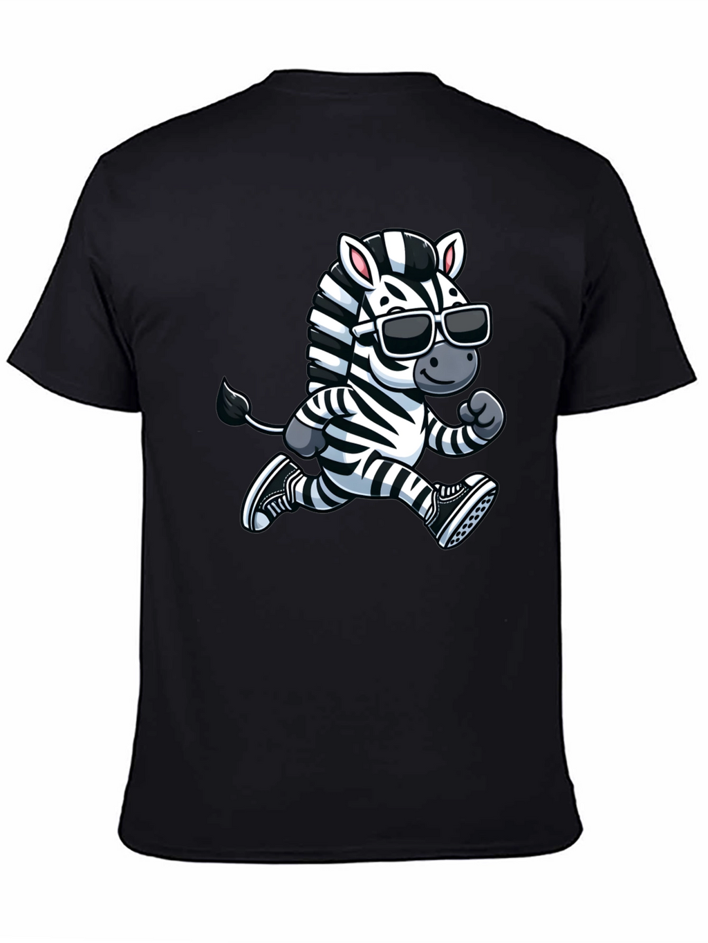 Cool Zebra Running T-Shirt - Black Cotton Graphic Tee