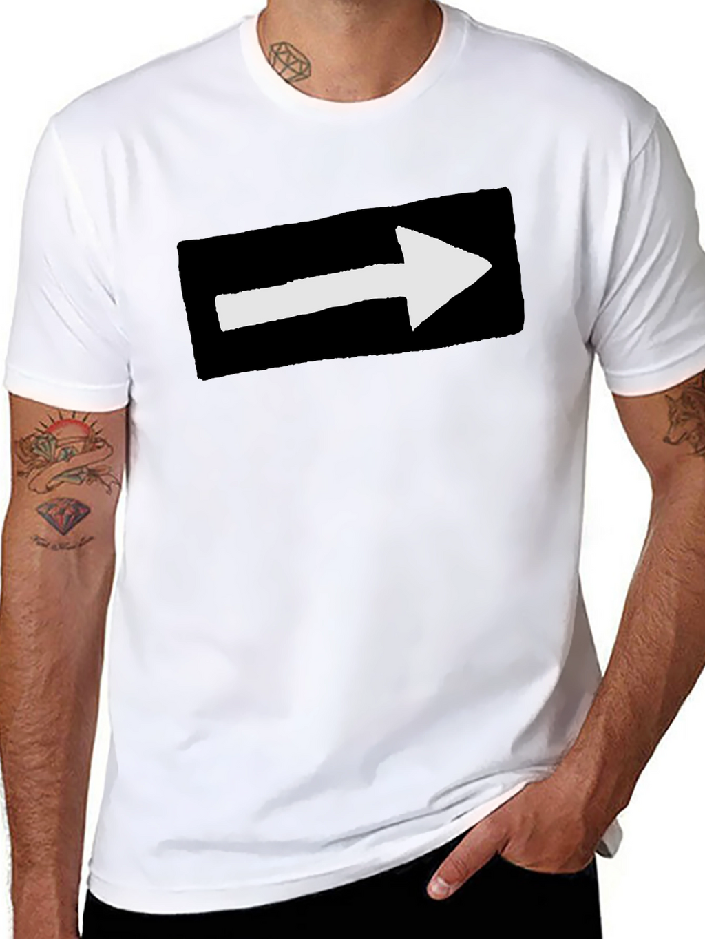 Arrow Graphic Tee - Black Cotton T-Shirt