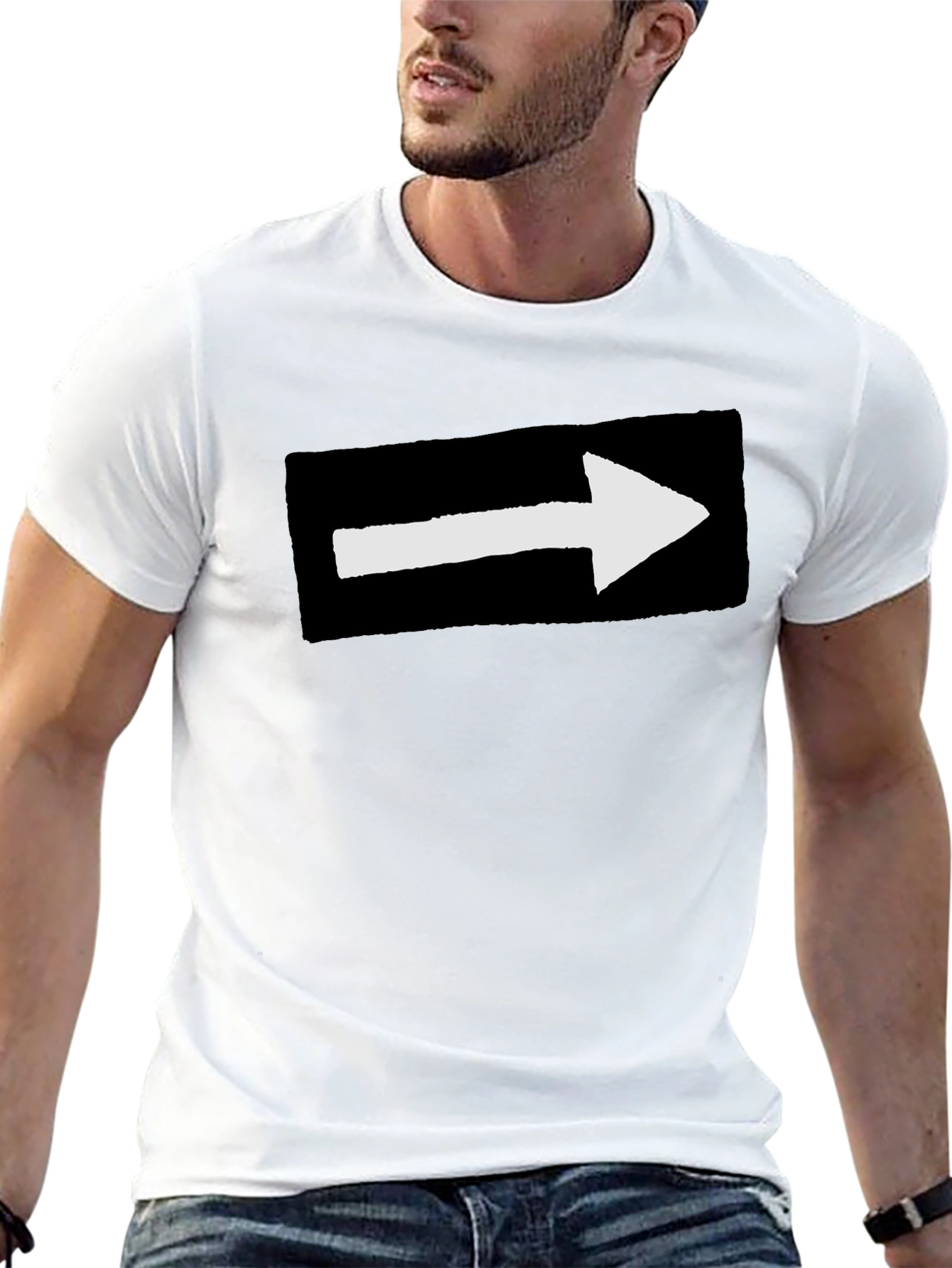 Arrow Graphic Tee - Black Cotton T-Shirt