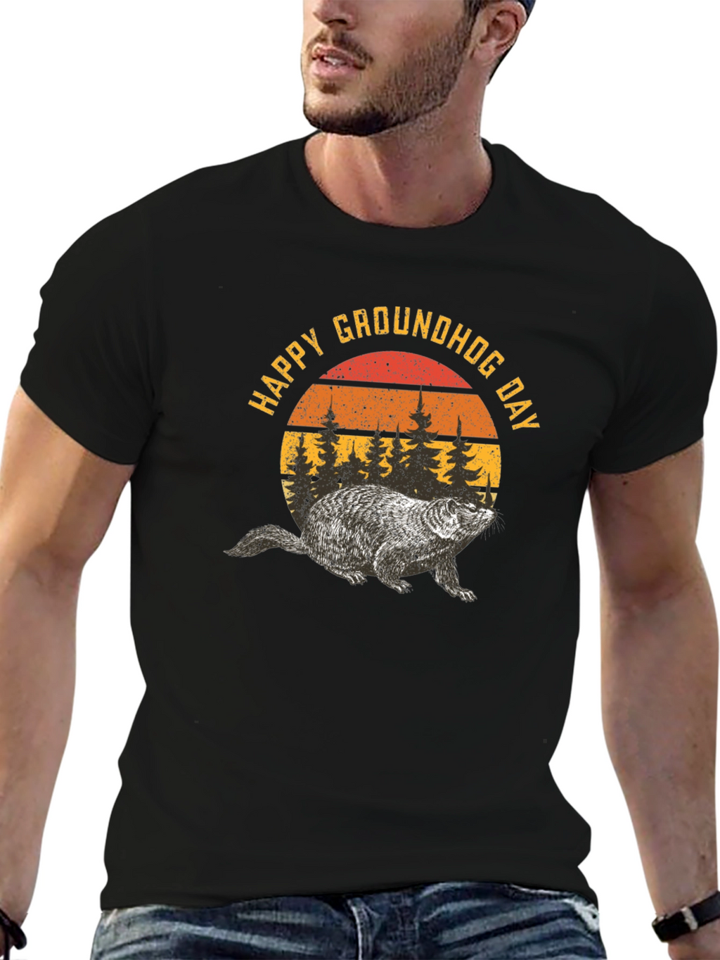 Happy Groundhog Day Retro Graphic T-Shirt