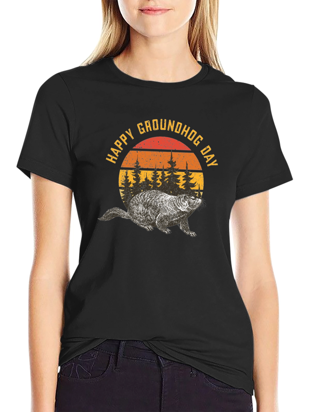 Happy Groundhog Day Retro Graphic T-Shirt