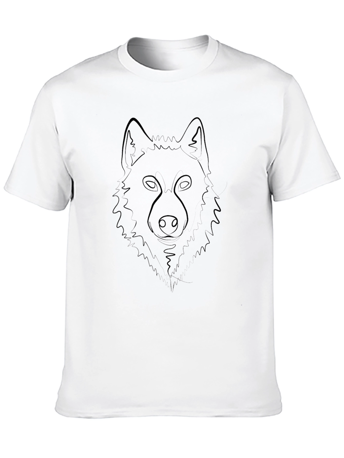 Black Wolf Graphic Tee - Minimalist Line Art