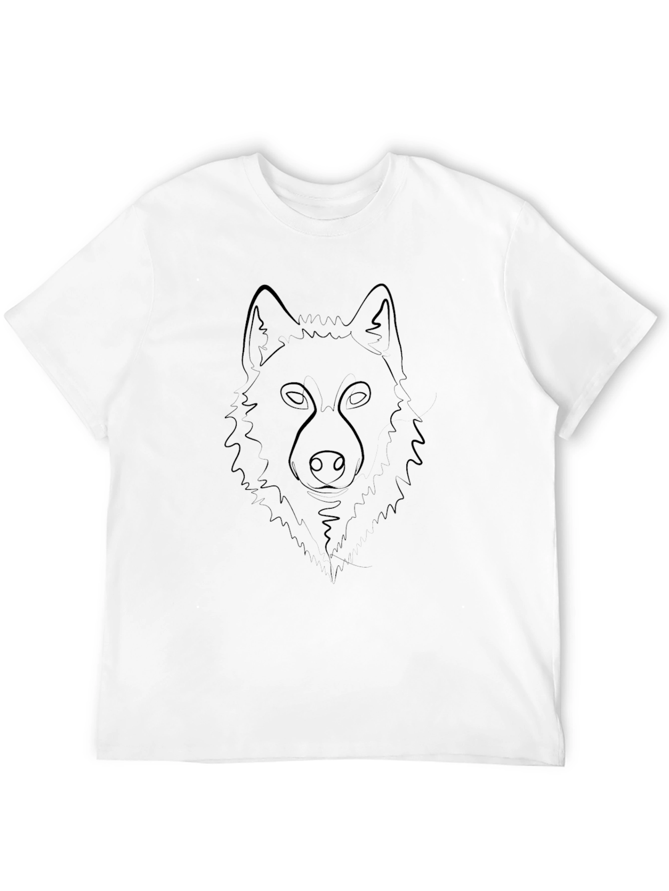 Black Wolf Graphic Tee - Minimalist Line Art