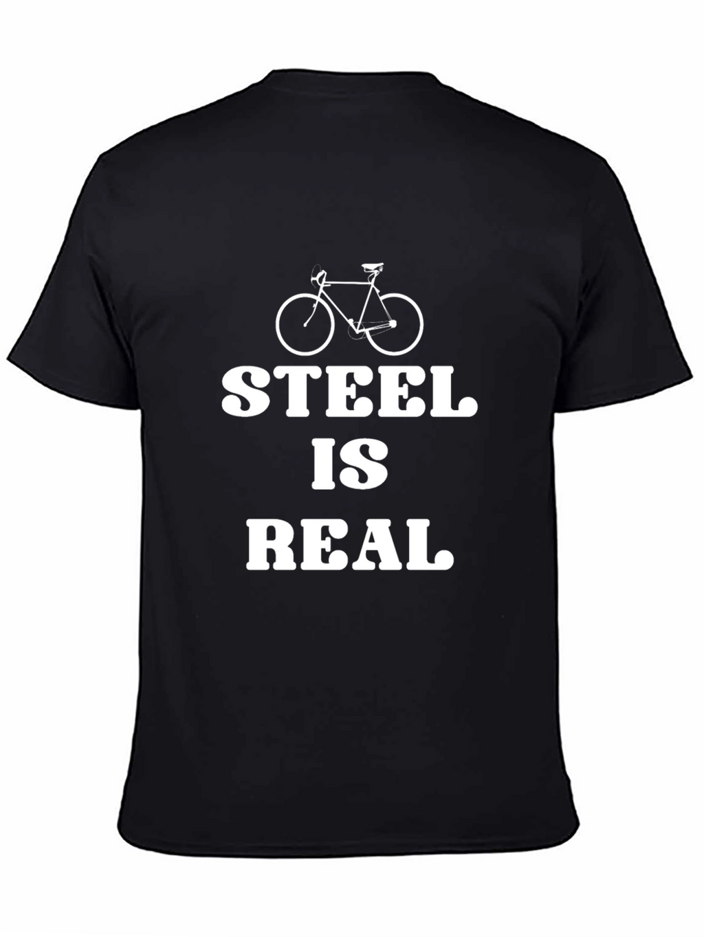 Steel is Real Black T-Shirt Bicycle Design