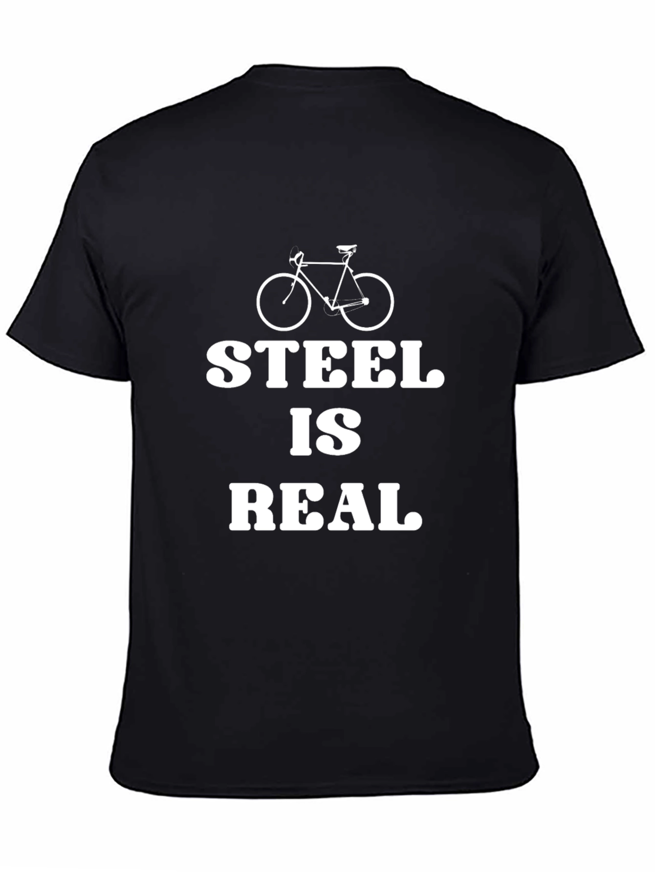 Steel is Real Black T-Shirt Bicycle Design