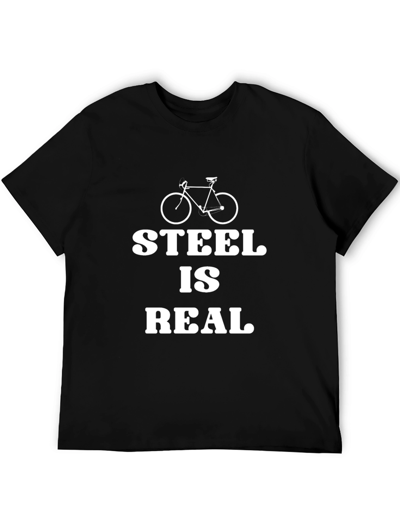 Steel is Real Black T-Shirt Bicycle Design
