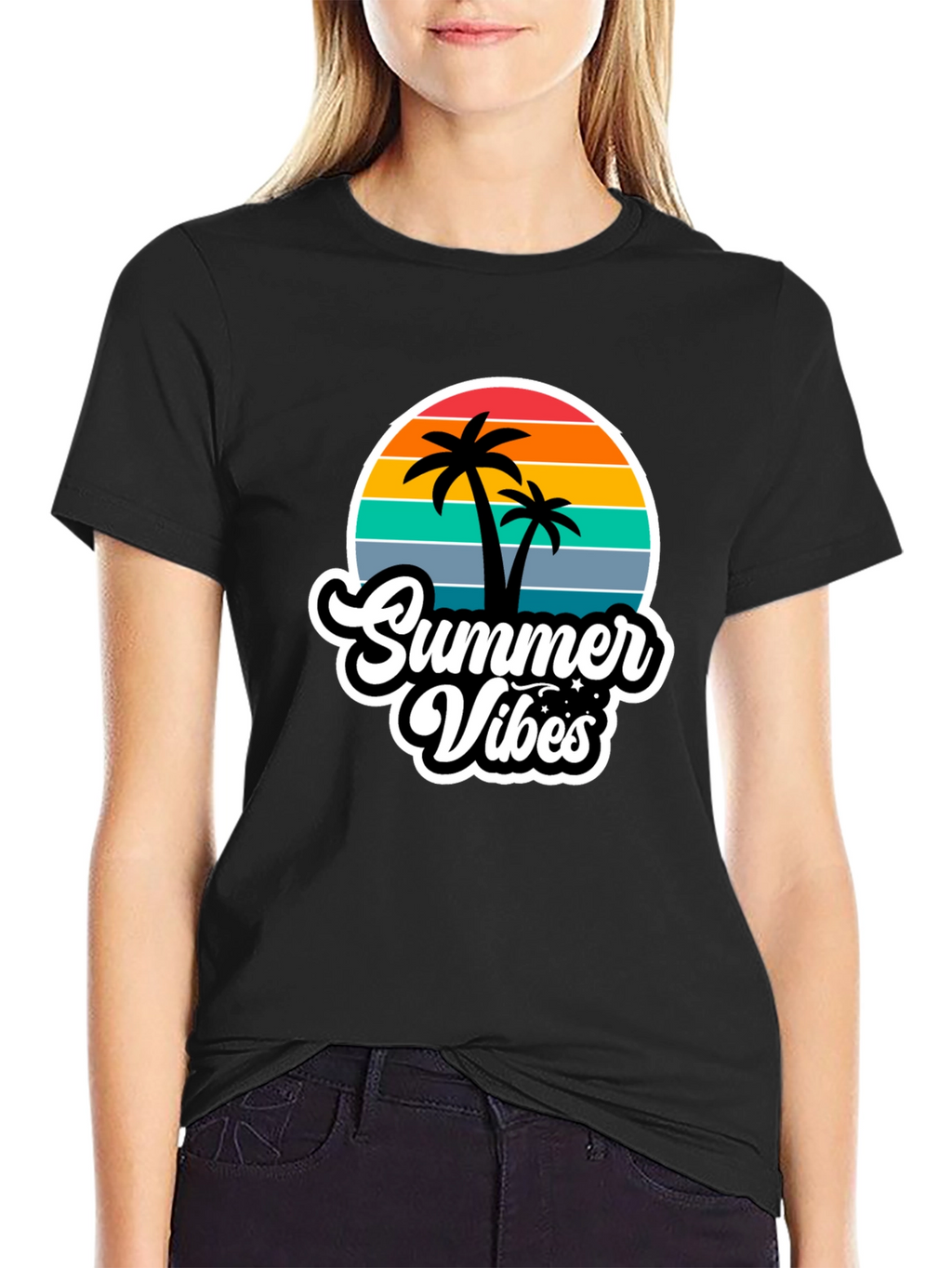 Summer Vibes Black Graphic T-Shirt