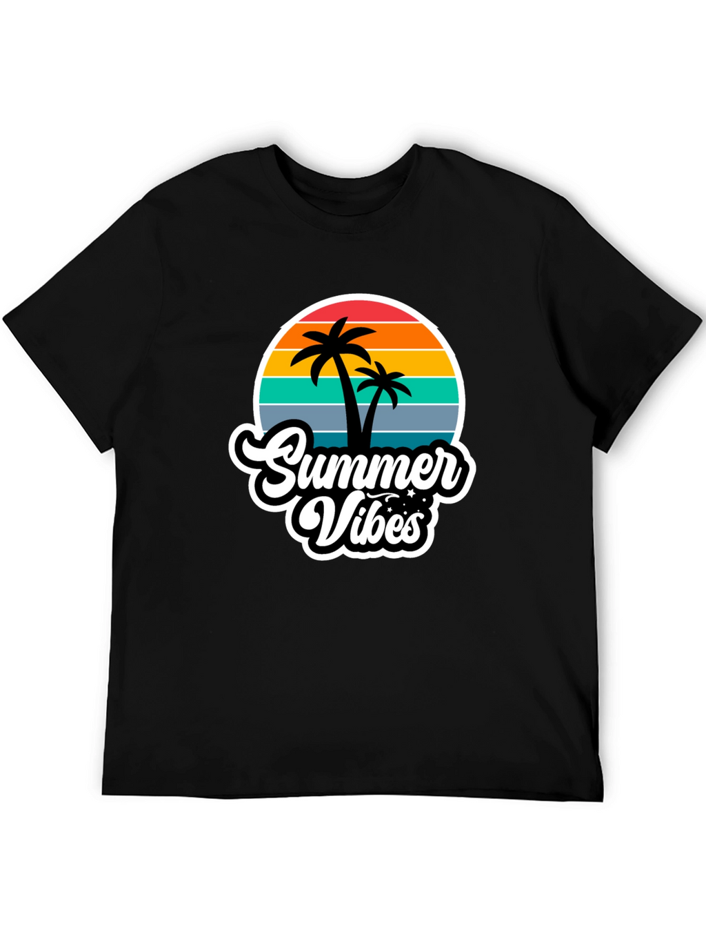 Summer Vibes Black Graphic T-Shirt