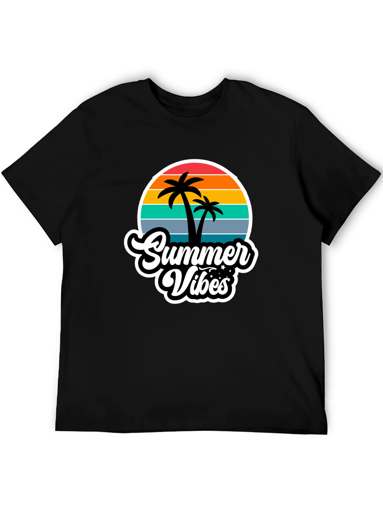 Summer Vibes Black Graphic T-Shirt