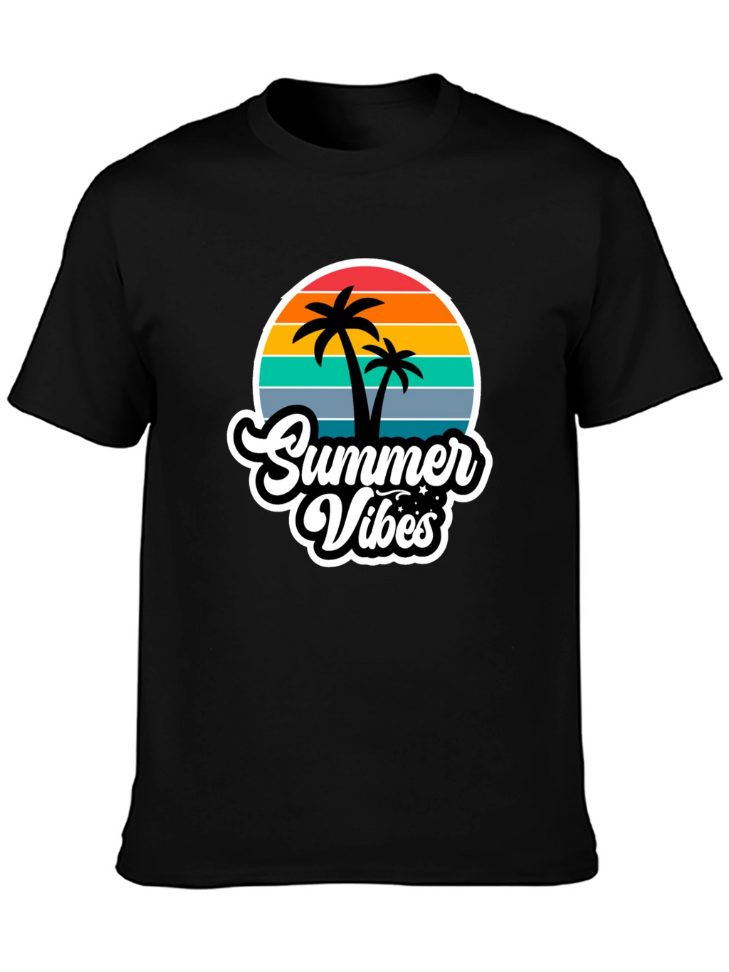 Summer Vibes Black Graphic T-Shirt