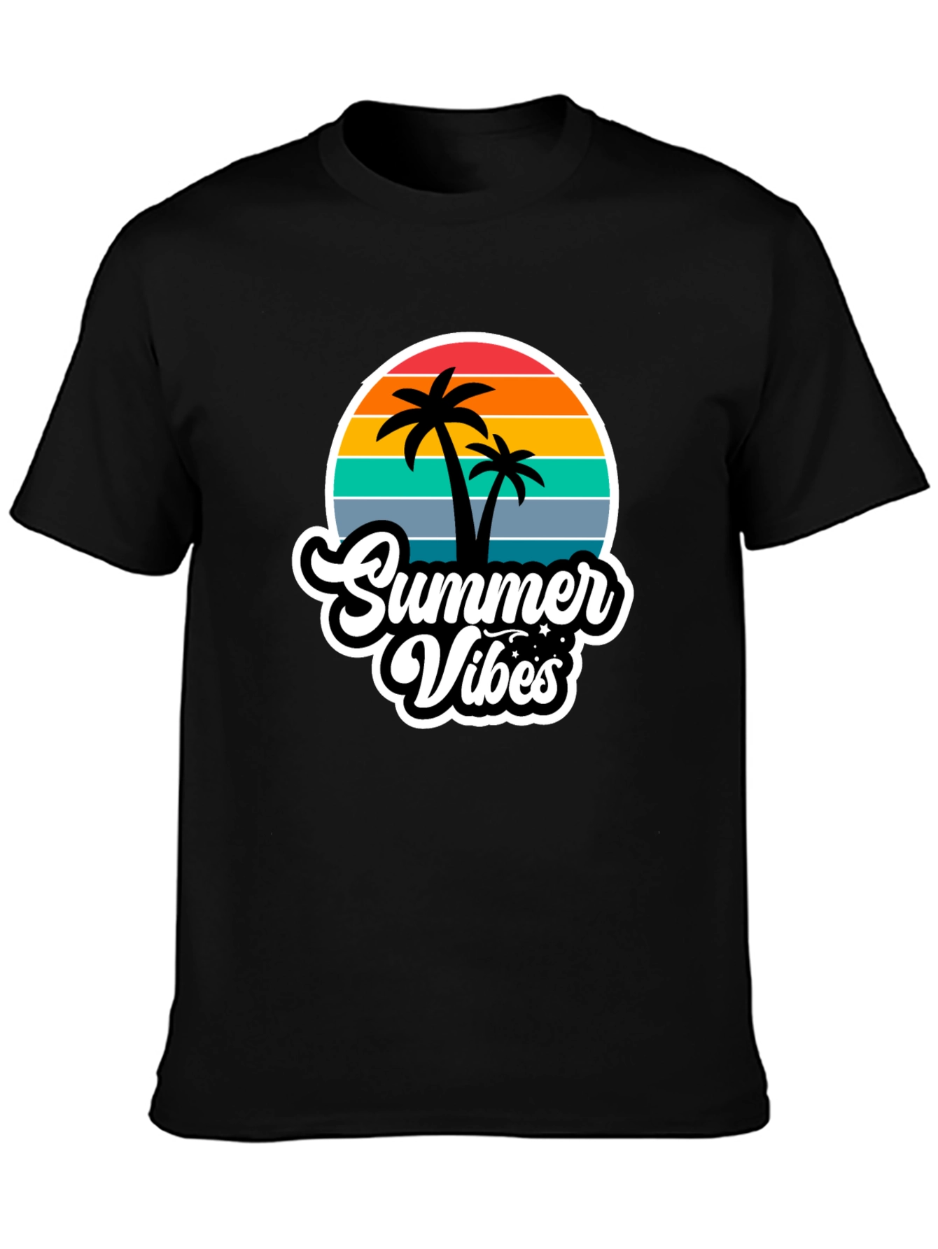 Summer Vibes Black Graphic T-Shirt
